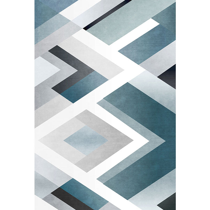 Uniek geometrisch patroon Tapijt blauw en wit modern tapijten polyester wasbaar Pet Friendly Anti-Slip Tapijt voor woonkamer