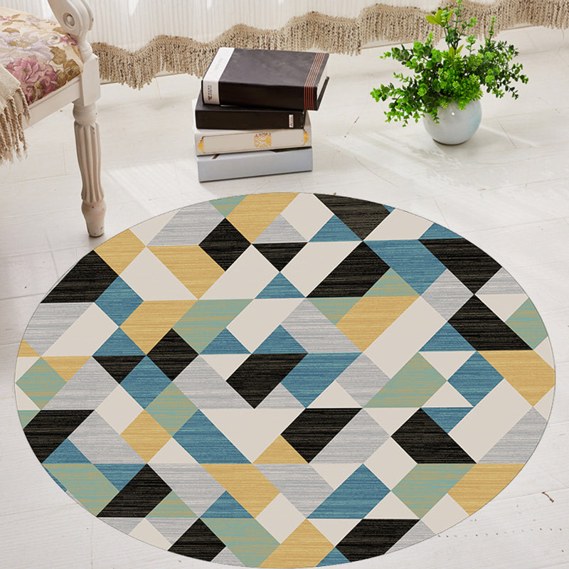 Modernism Geometric Pattern Rug Multicolor Polyester Rug Washable Pet Friendly Non-Slip Area Rug for Living Room
