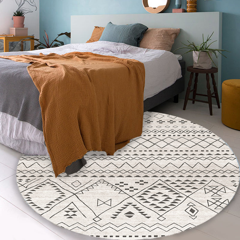 Bohemian Tribal Pattern Rug Grey Multicolor Polyester Rug Washable Pet Friendly Non-Slip Area Rug for Living Room