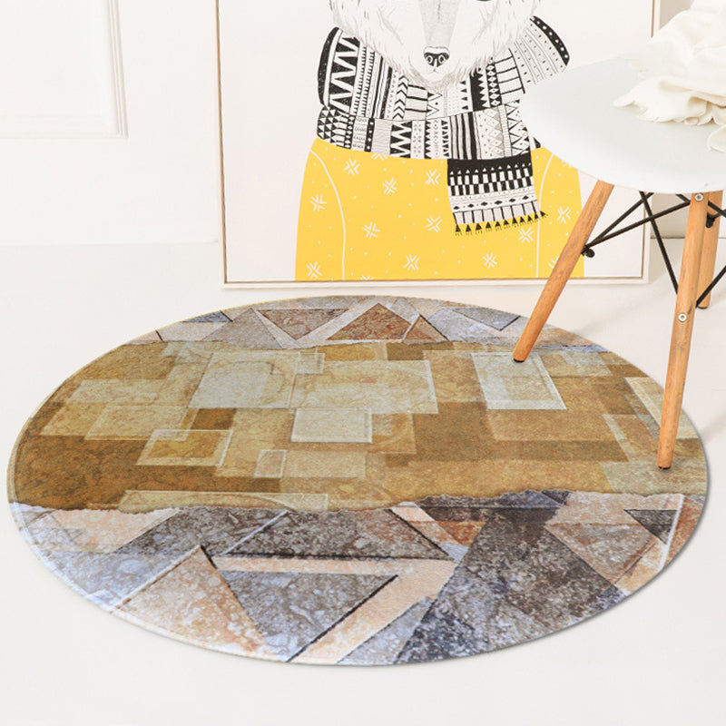Contemporary Geometric Pattern Rug Yellow and Black Polyester Rug Washable Pet Friendly Non-Slip Area Rug for Living Room