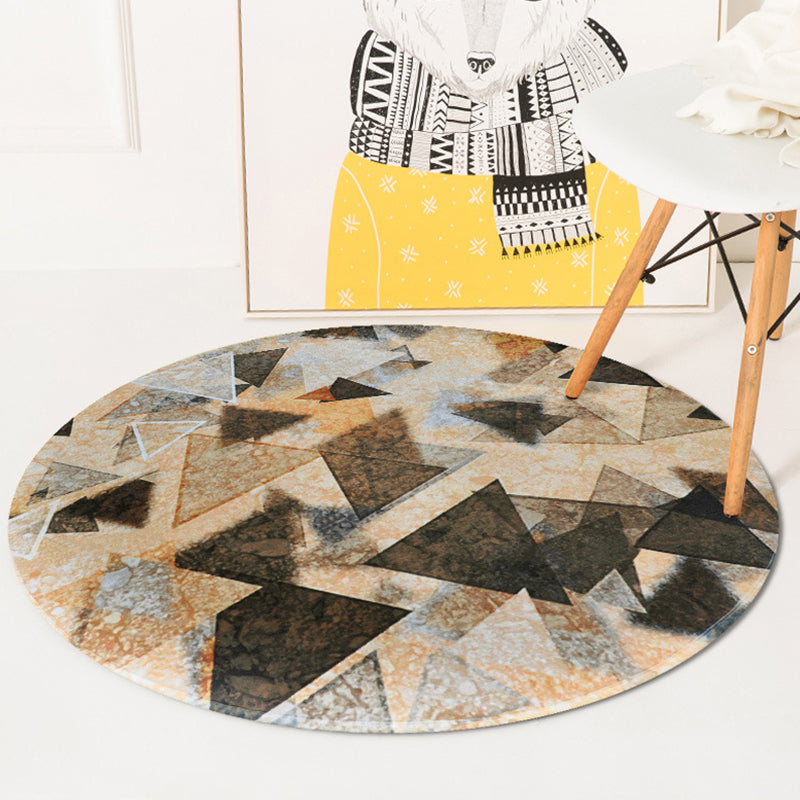 Contemporary Geometric Pattern Rug Yellow and Black Polyester Rug Washable Pet Friendly Non-Slip Area Rug for Living Room