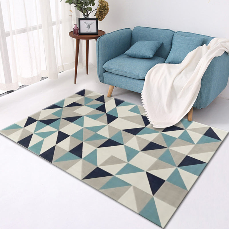 Stylish Geometric Pattern Rug Multicolor Contemporary Rug Polyester Pet Friendly Non-Slip Backing Washable Area Rug for Living Room