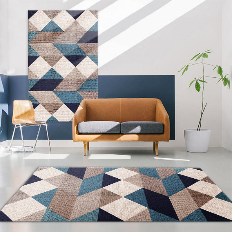 Mehrfarbiger moderner Teppich aus Polyester mit geometrischem Muster, haustierfreundlich, maschinenwaschbar, rutschfester Teppich zur Dekoration