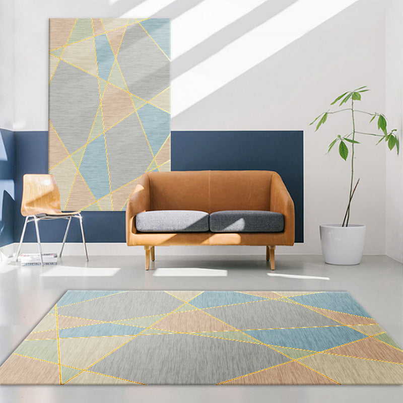 Mehrfarbiger moderner Teppich aus Polyester mit geometrischem Muster, haustierfreundlich, maschinenwaschbar, rutschfester Teppich zur Dekoration