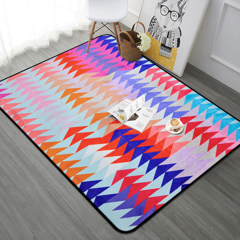 Simple Geometric Pattern Rug Multicolor Nordic Rug Polyester Pet Friendly Non-Slip Backing Washable Area Rug for Living Room