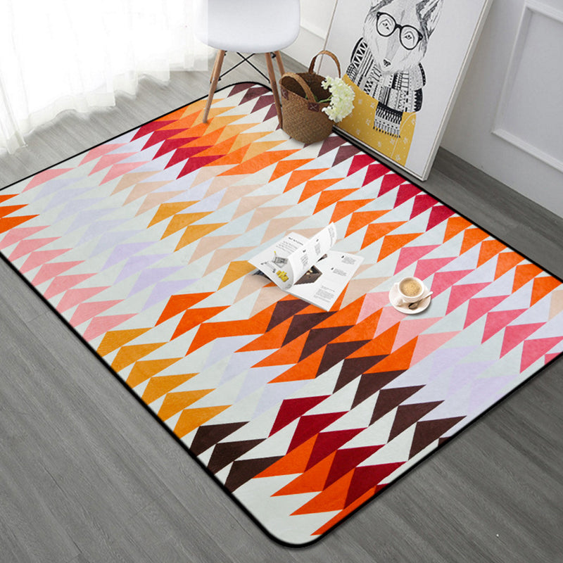 Simple Geometric Pattern Rug Multicolor Nordic Rug Polyester Pet Friendly Non-Slip Backing Washable Area Rug for Living Room