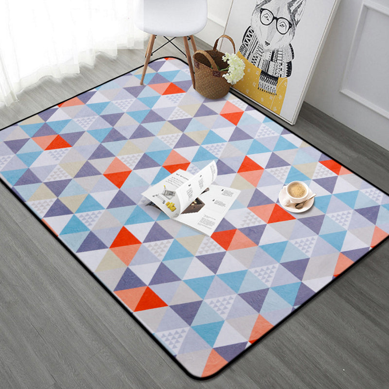 Simple Geometric Pattern Rug Multicolor Nordic Rug Polyester Pet Friendly Non-Slip Backing Washable Area Rug for Living Room