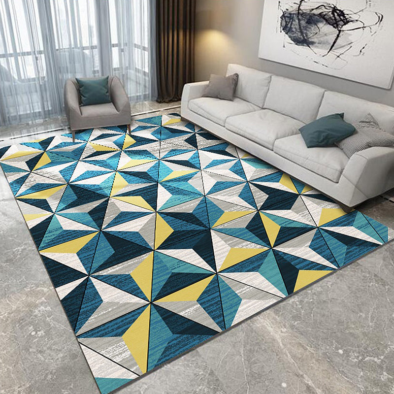 Novelty Geometric Pattern Rug Multicolor Polyester Rug Washable Pet Friendly Non-Slip Area Rug for Living Room