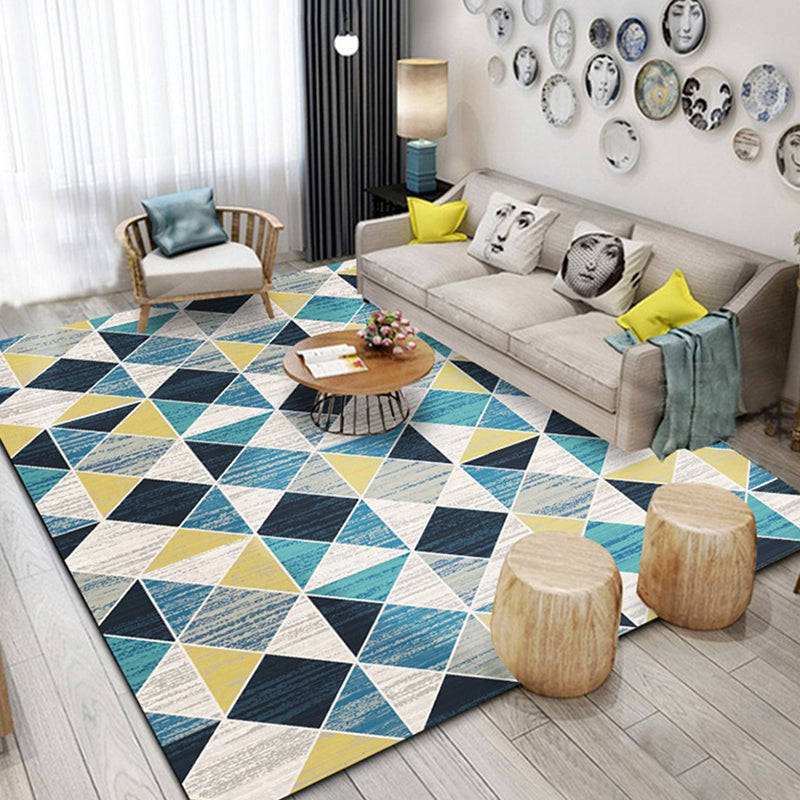 Novelty Geometric Pattern Rug Multicolor Polyester Rug Washable Pet Friendly Non-Slip Area Rug for Living Room