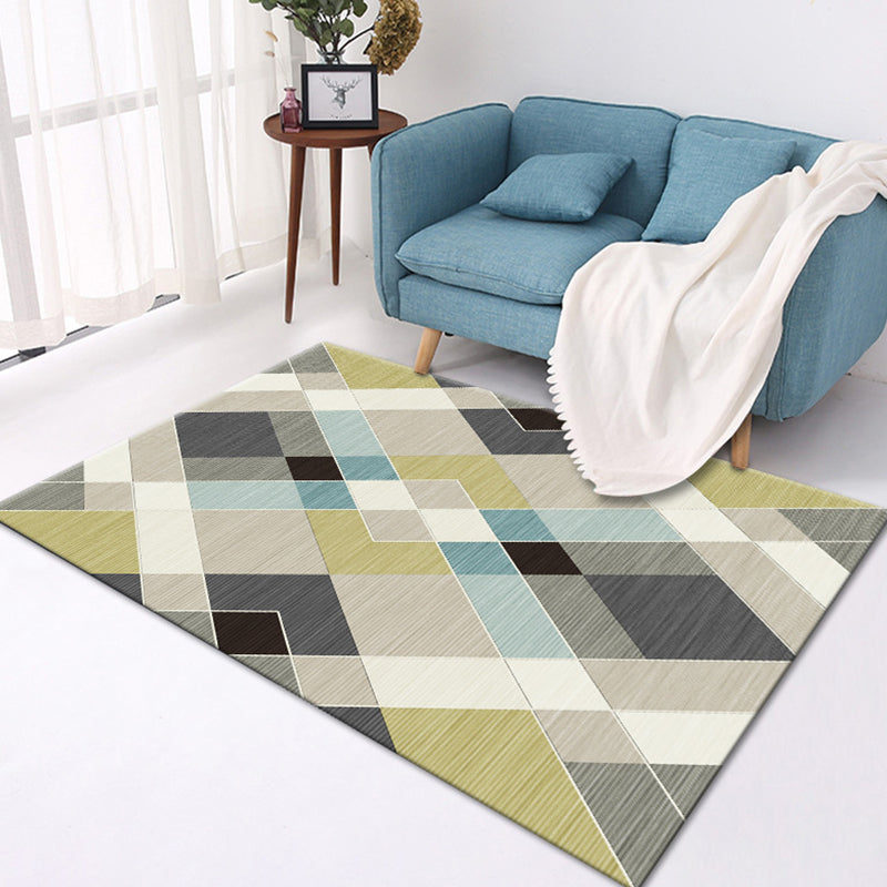 Contemporary Geometric Pattern Rug Multicolor Polyester Rug Washable Pet Friendly Non-Slip Area Rug for Living Room