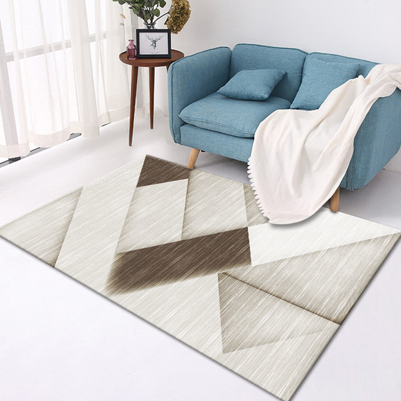 Contemporary Geometric Pattern Rug Multicolor Polyester Rug Washable Pet Friendly Non-Slip Area Rug for Living Room