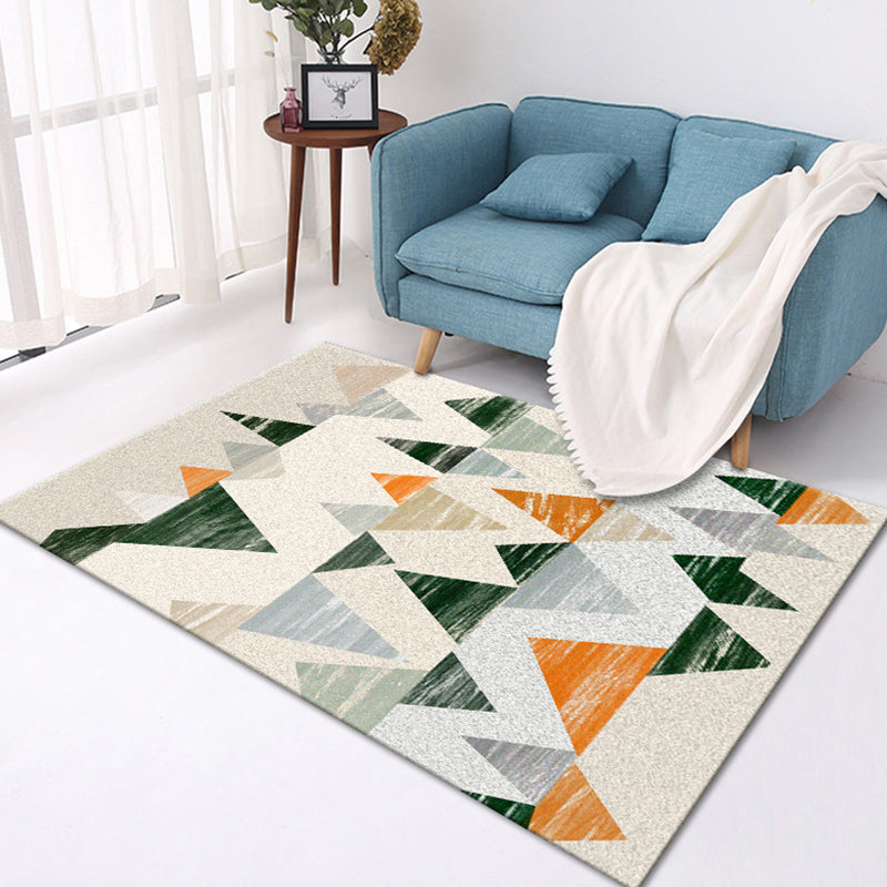Contemporary Geometric Pattern Rug Multicolor Polyester Rug Washable Pet Friendly Non-Slip Area Rug for Living Room