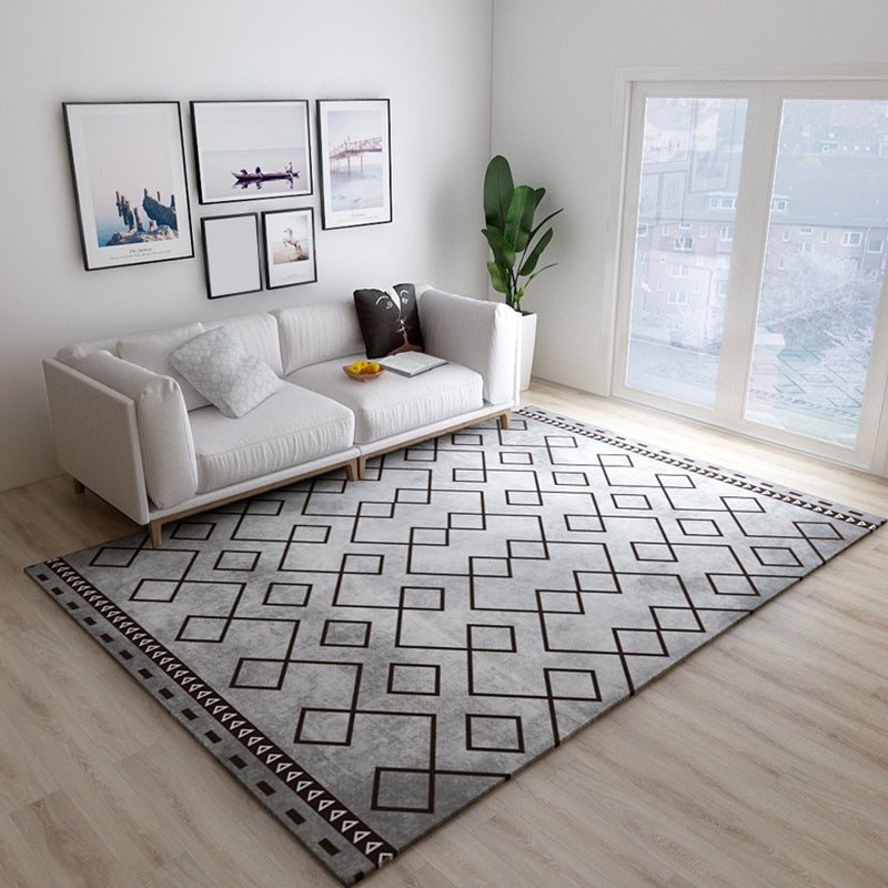 Black and Grey Modernism Rug Polyester Striped Pattern Rug Pet Friendly Washable Anti-Slip Backing Carpet for Decoration