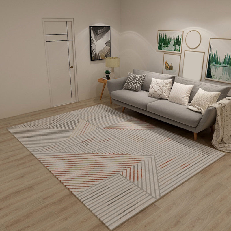 Black and Grey Modernism Rug Polyester Striped Pattern Rug Pet Friendly Washable Anti-Slip Backing Carpet for Decoration