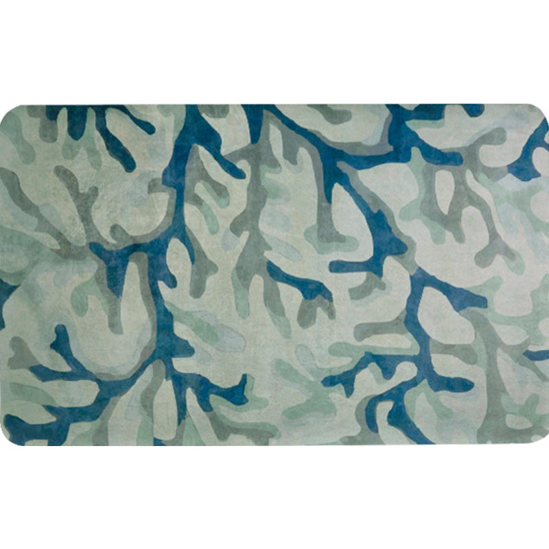 Blue Modernism Rug Polyester Branch Pattern Rug Pet Friendly Machine Washable Anti-Slip Backing Carpet for Decoration