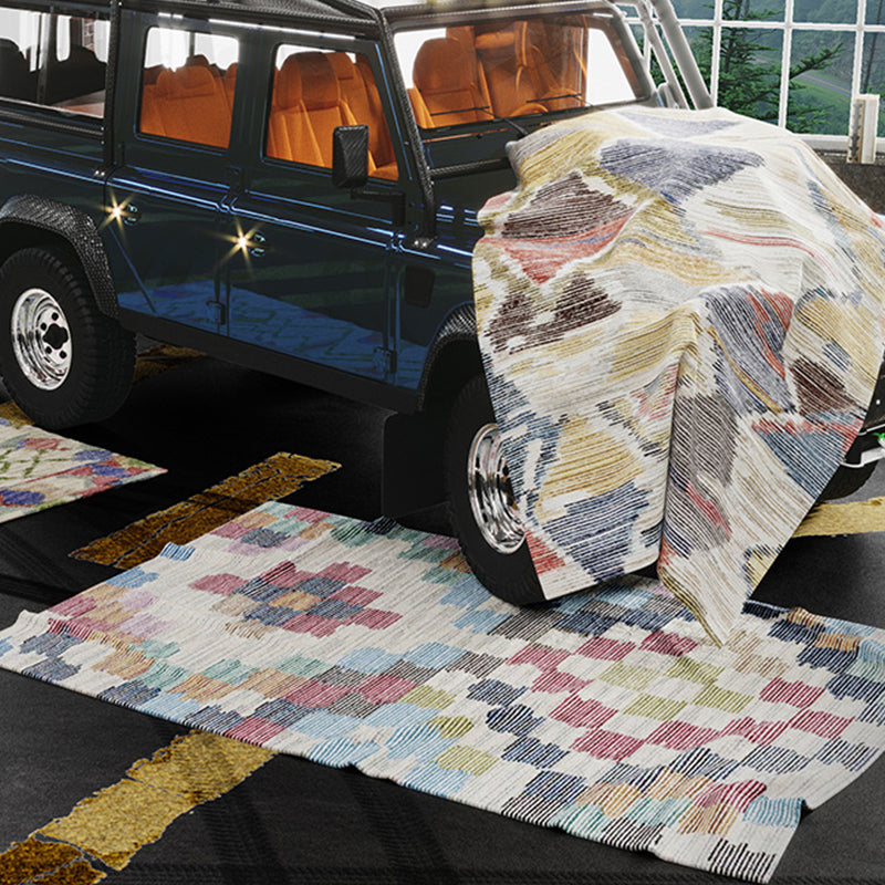 Bohemian Geometric Pattern Rug Multicolor Polyester Rug Machine Washable Non-Slip Backing Area Rug for Living Room