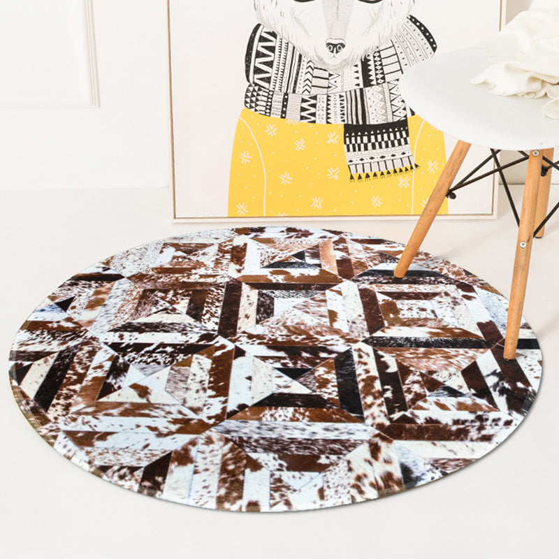 Stylish Geometric Pattern Rug Multicolor Modernist Rug Polyester Washable Pet Friendly Anti-Slip Carpet for Bedroom