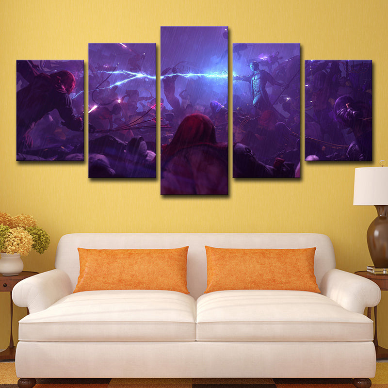 Re-Legion Game Scene Canvas Print Multi-Piece Kids Bedroom Wall Art Decor in Purple
