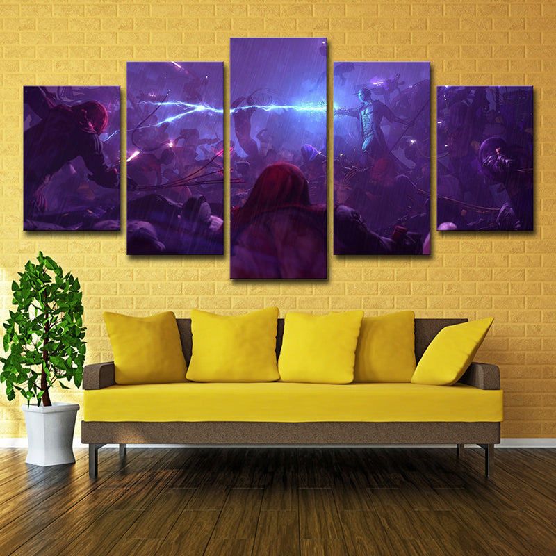 Re-Legion Game Scene Canvas Print Multi-Piece Kids Bedroom Wall Art Decor in Purple