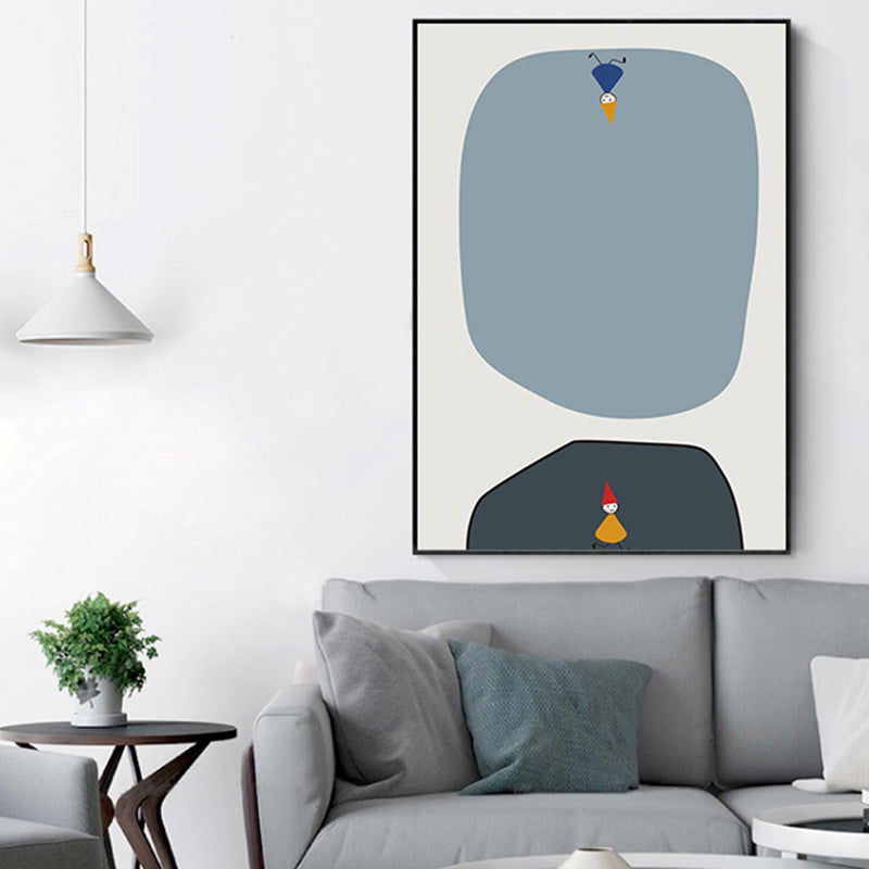 Pastel Color Little Man Art Textured Painting for Bathroom, Multiple Sizes Available