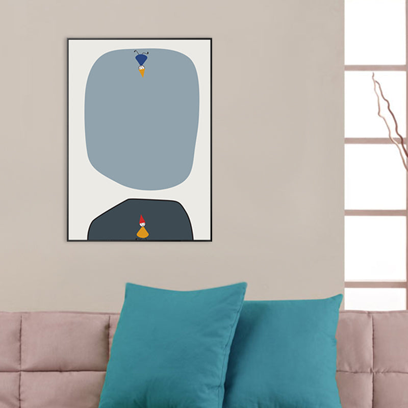 Pastel Color Little Man Art Textured Painting for Bathroom, Multiple Sizes Available