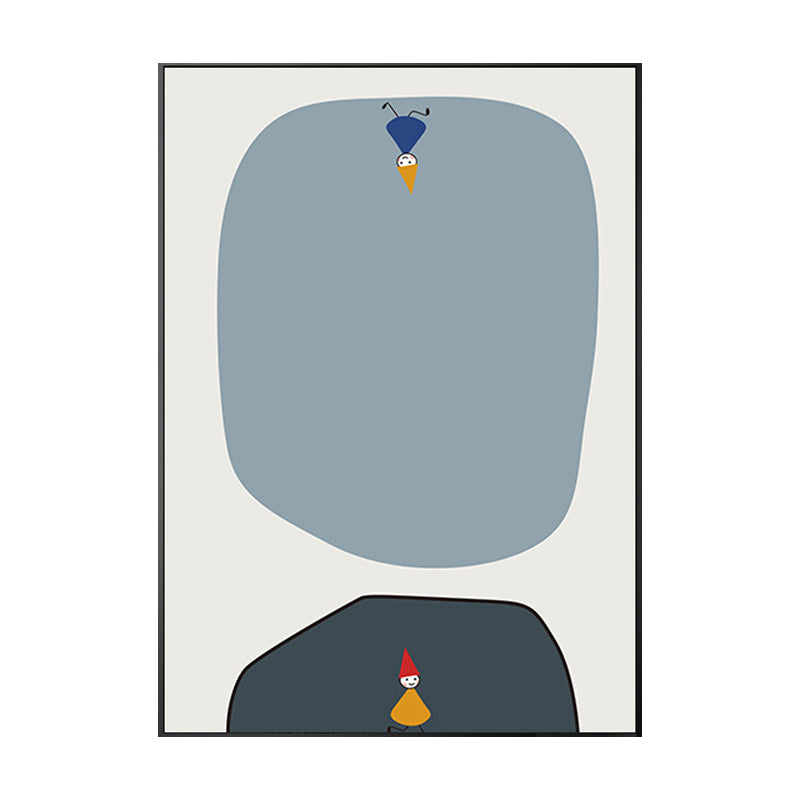 Pastel Color Little Man Art Textured Painting for Bathroom, Multiple Sizes Available