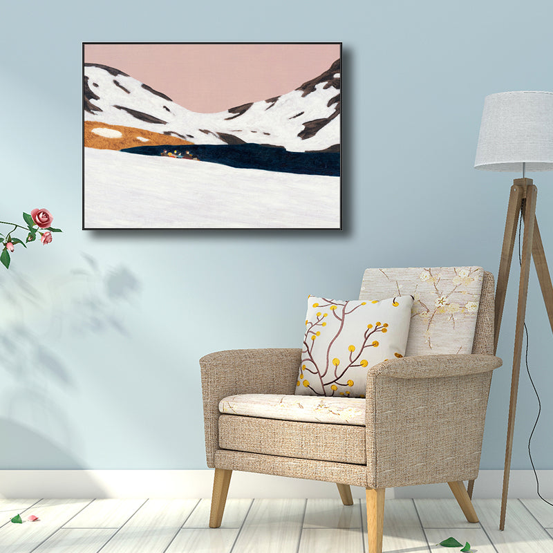 Bergen landschap wanddecoratie voor meisjesslaapkamer in pastelkleuren, meerdere maten