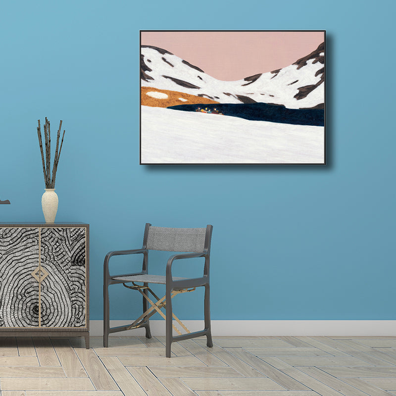 Bergen landschap wanddecoratie voor meisjesslaapkamer in pastelkleuren, meerdere maten