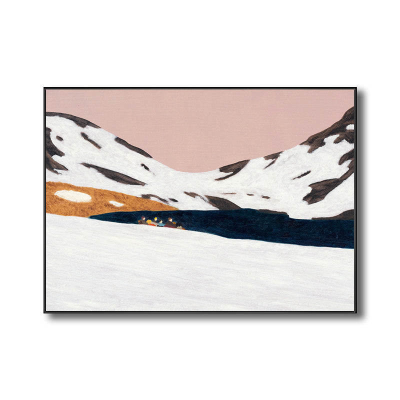 Bergen landschap wanddecoratie voor meisjesslaapkamer in pastelkleuren, meerdere maten