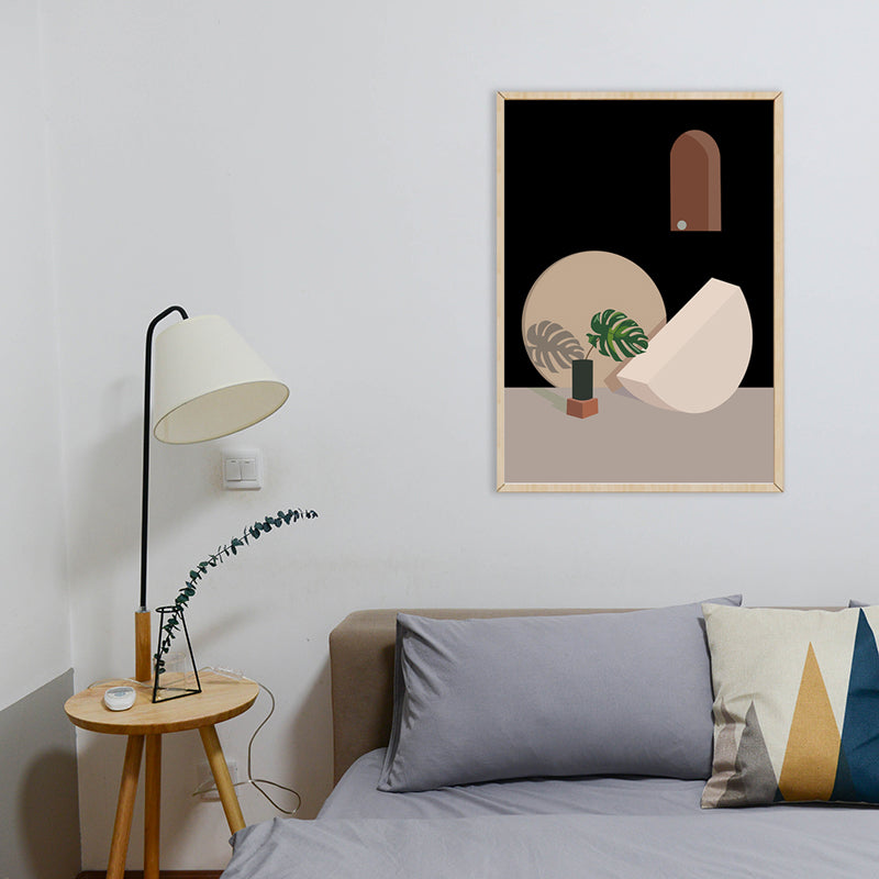 Blumen- und Geometrie-Wanddekoration in Pastellfarben auf Leinwand im nordischen Stil für das Wohnzimmer