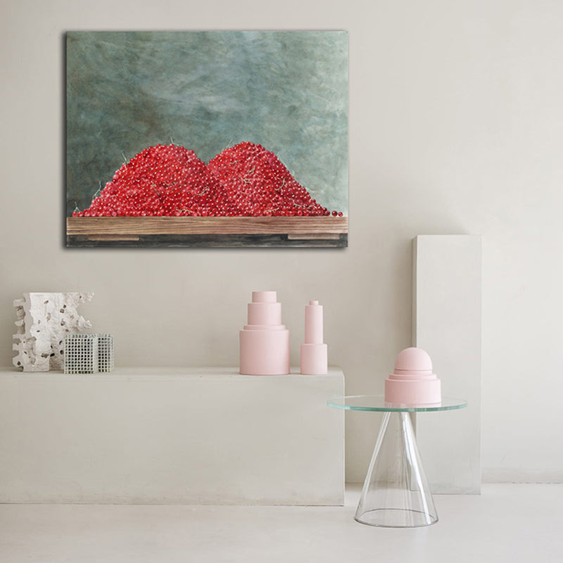 Zachte kleur fruit canvas print getextureerde muur decor voor meisjesslaapkamer, meerdere maten