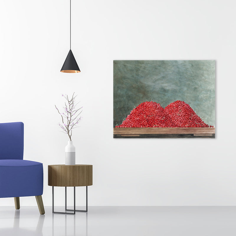Zachte kleur fruit canvas print getextureerde muur decor voor meisjesslaapkamer, meerdere maten