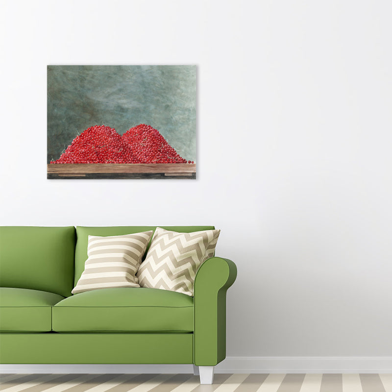 Zachte kleur fruit canvas print getextureerde muur decor voor meisjesslaapkamer, meerdere maten