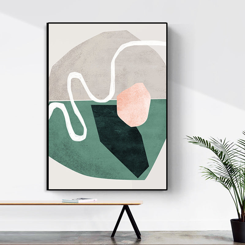 Modern Newfangled Abstract Art Green Kitchen Backsplash Canvas, Multiple Sizes Options