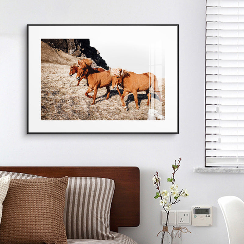 Canvas pastelkleurige muurdecoratie hedendaagse paardenkunst, meerdere maten beschikbaar
