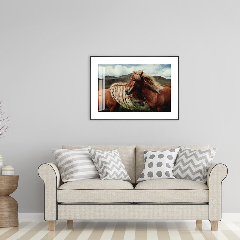 Canvas pastelkleurige muurdecoratie hedendaagse paardenkunst, meerdere maten beschikbaar