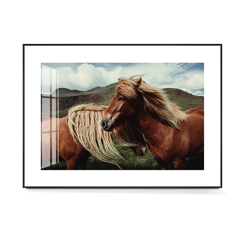 Canvas pastelkleurige muurdecoratie hedendaagse paardenkunst, meerdere maten beschikbaar