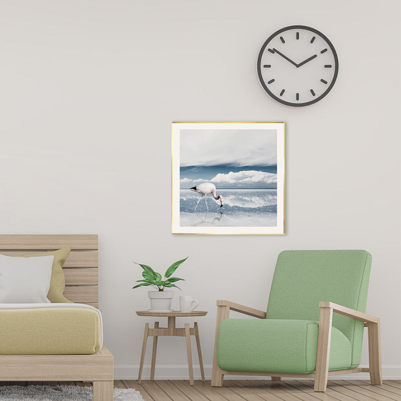 Sea and Flamingo Scenery Painting Tropical Style Canvas Wall Print, Multiple Sizes