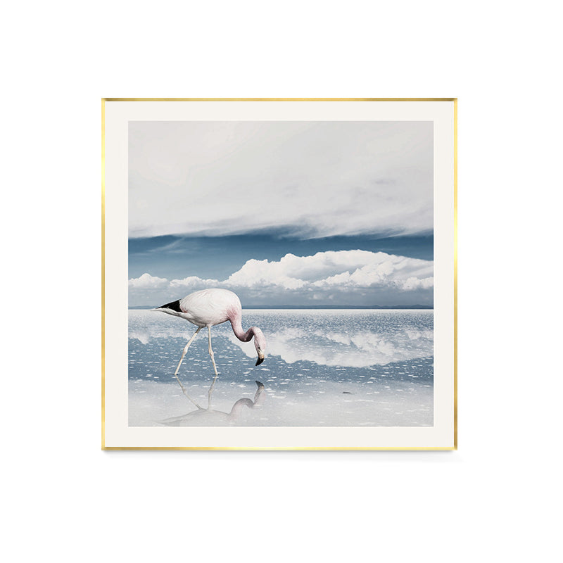 Sea and Flamingo Scenery Painting Tropical Style Canvas Wall Print, Multiple Sizes