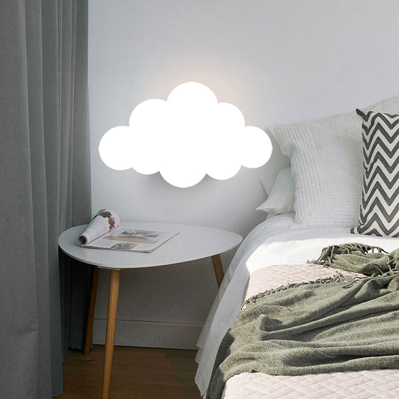 Kids White Finish Sconce Light Cloud Shape Acrylic LED Wall Lamp for Kindergarten Corridor