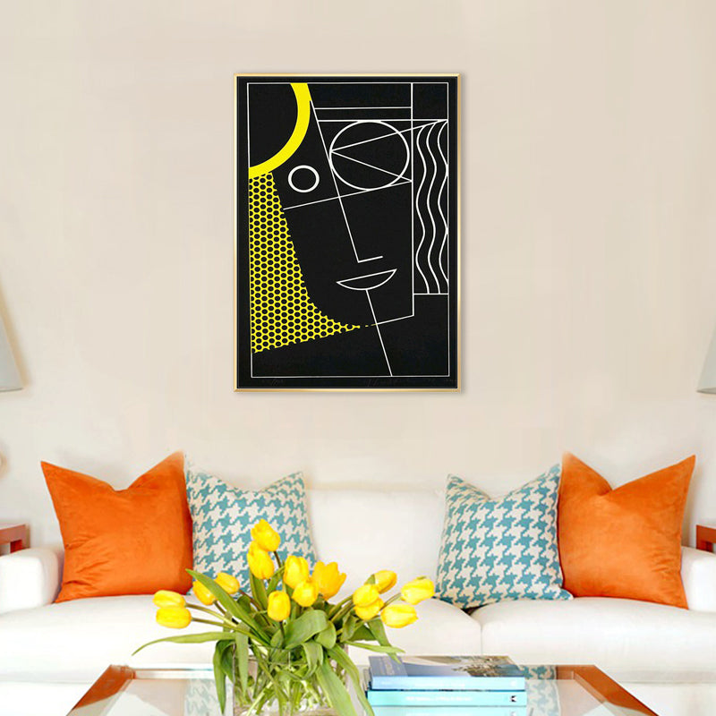 Black Abstract Wall Decor Illustration Scandinavian Style Textured Canvas for Playroom