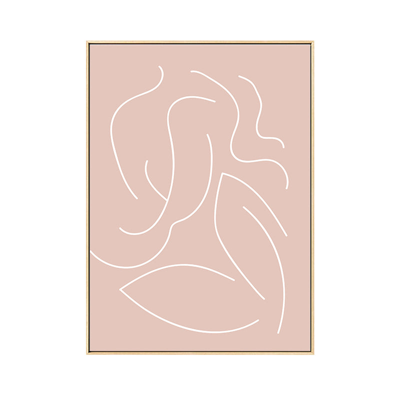 Pink Nude Woman Wall Art Line Drawing Minimalistic Bedroom Canvas Print for Room