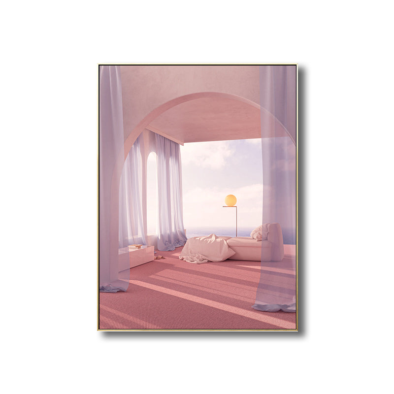 Curtain and Window Scene Canvas for Dining Room in Light Color, Multiple Sizes Options