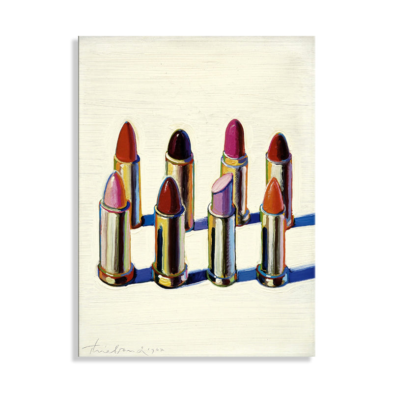Lippenstift van verschillende kleuren schilderij in rode traditionele wanddecoratie voor eetkamer