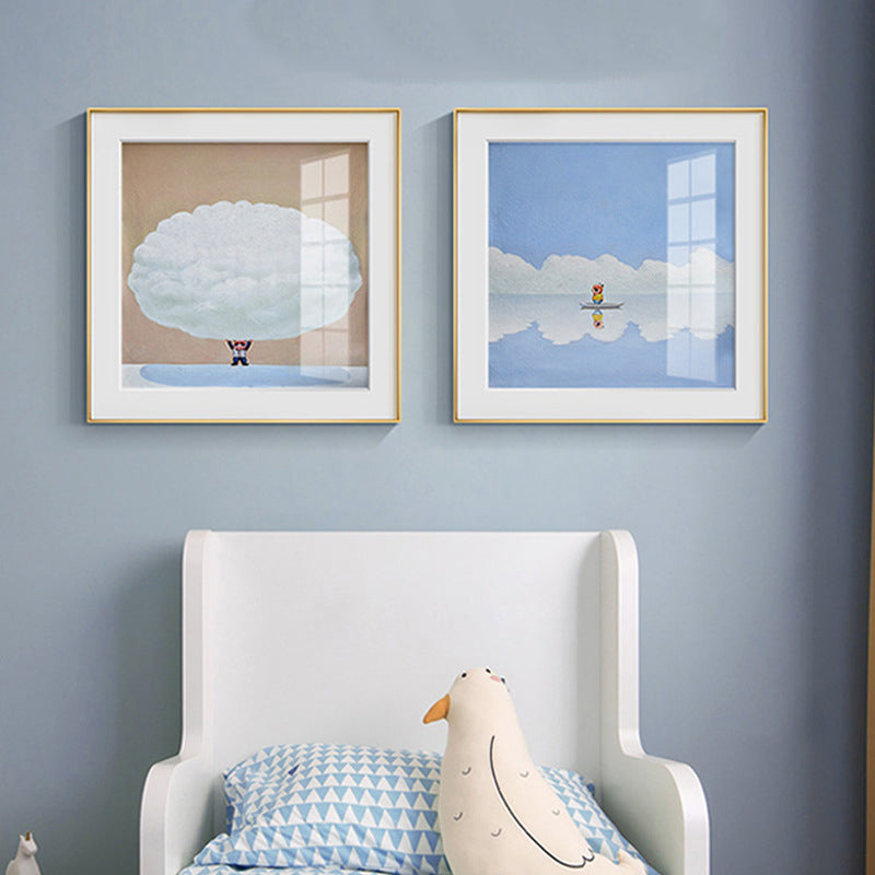 Illustration Painting Kids Style Canvas Cartoon Character in Soft Color, Multiple Sizes