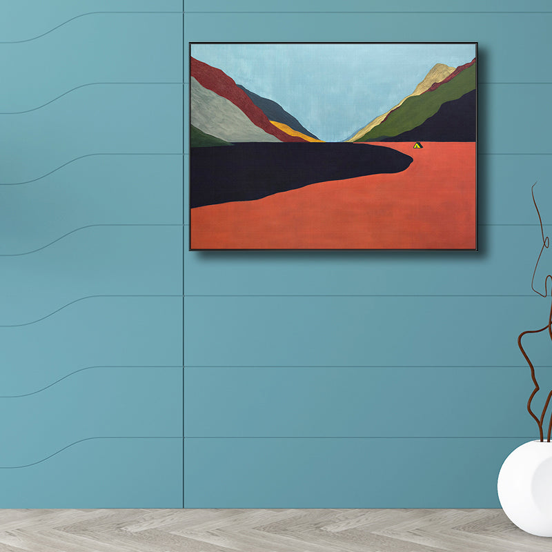 Monteer landschapsdoek in pastelkleurige moderne stijl muurkunstdecor voor eetkamer