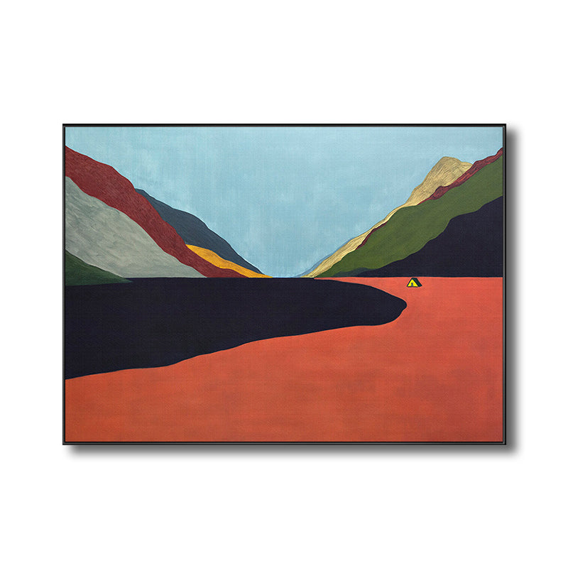 Monteer landschapsdoek in pastelkleurige moderne stijl muurkunstdecor voor eetkamer