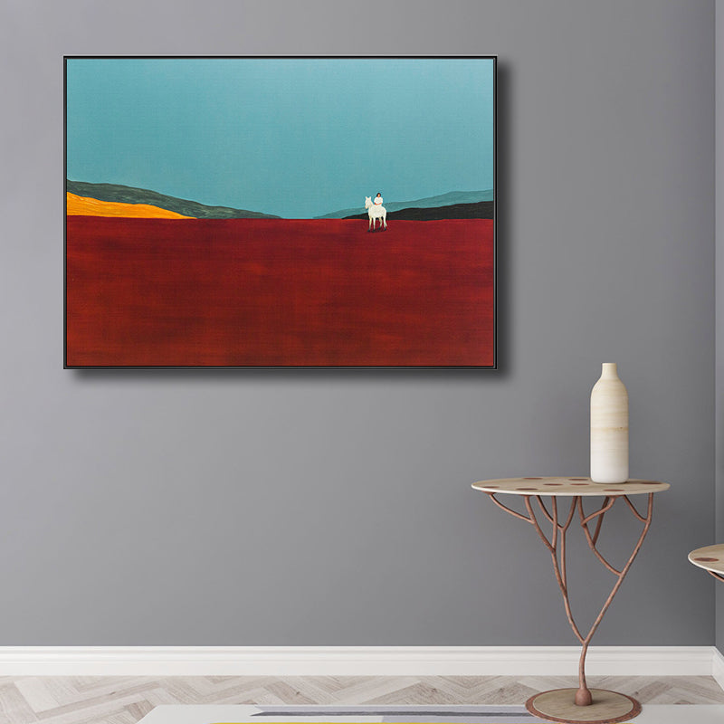 Monteer landschapsdoek in pastelkleurige moderne stijl muurkunstdecor voor eetkamer