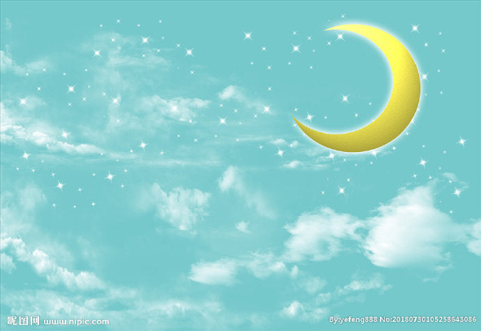 Moon and Stars Mural Decal Kid's Style Non-Woven Textured Wall Covering in Soft Color