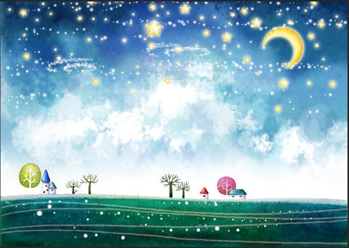 Moon and Stars Mural Decal Kid's Style Non-Woven Textured Wall Covering in Soft Color